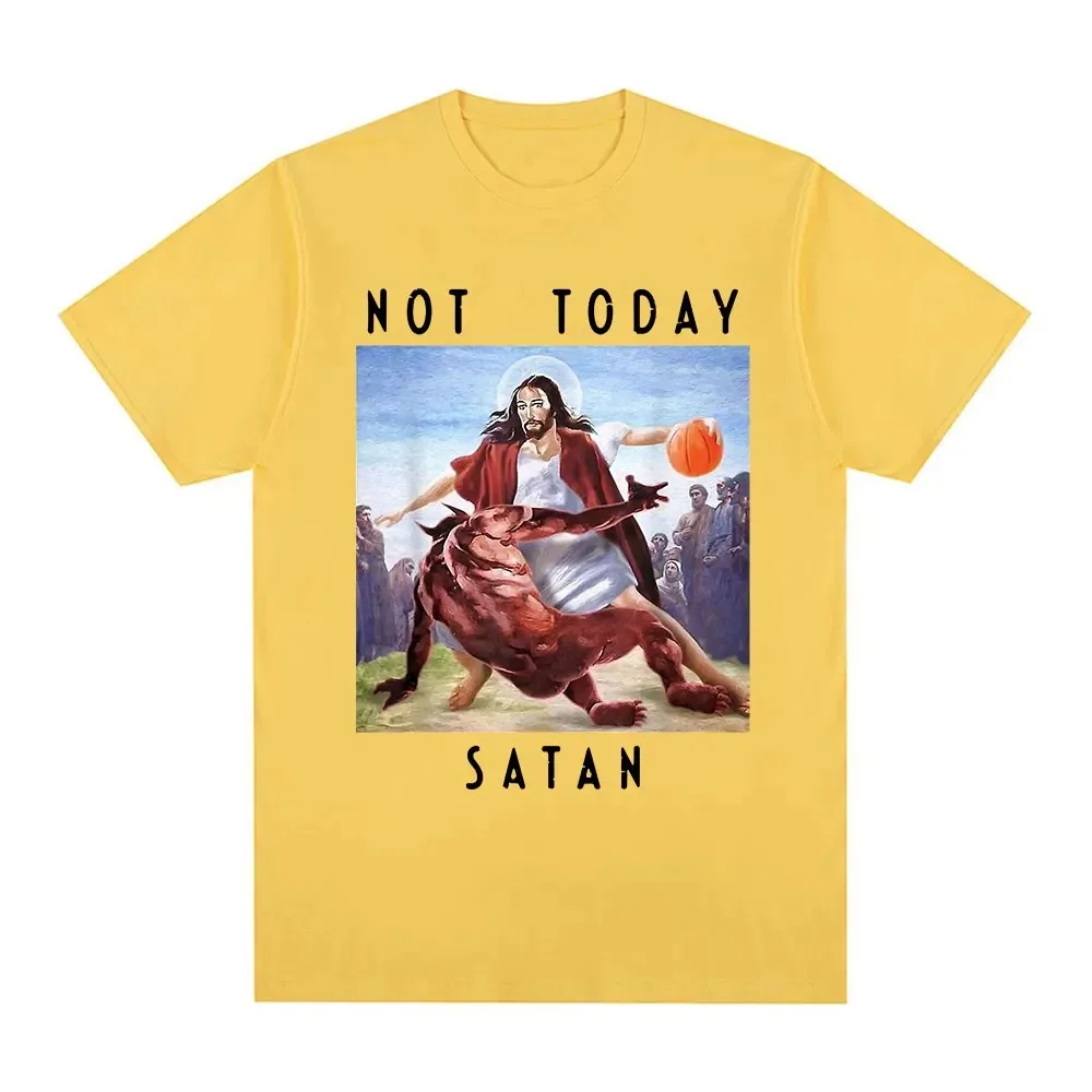 Not Today Satan Jesus Vs Satan in T Shirt Harajuku Casual T-shirt Men\'s Women\'s Fashion Cotton Oversized T Shirts Streetwear