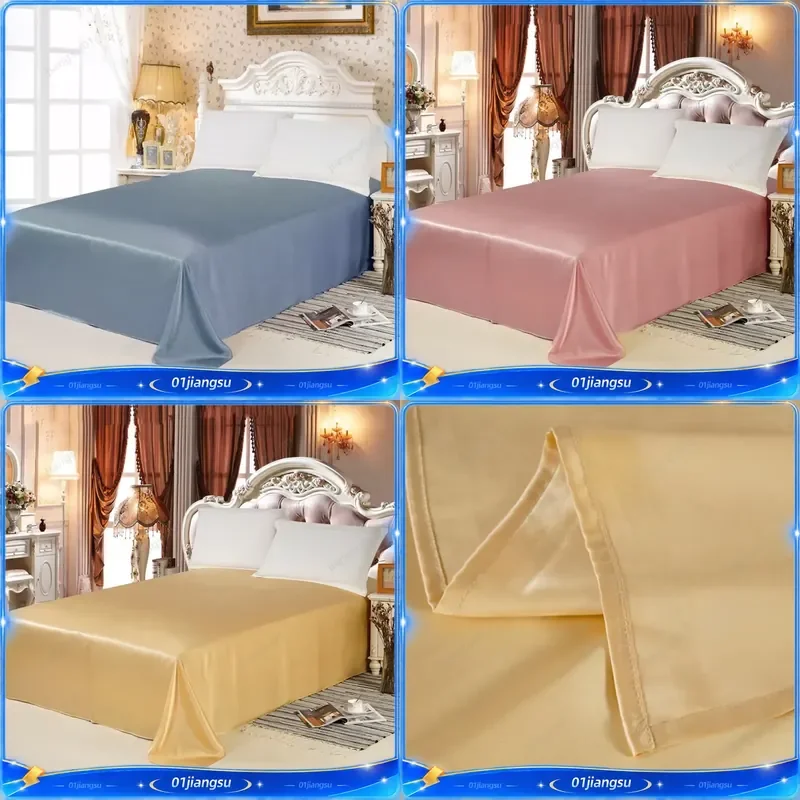 22mm 100% Mulberry Silk Flat Sheet Single Piece Heavyweight Solid Color Bedding Luxury Soft Smooth Custom Size Available High