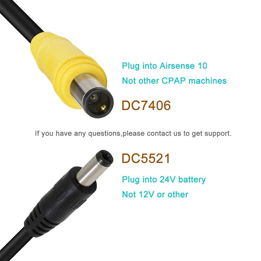 ResMed S10 CPAP Machine DC 24V Power Cord 5.5 X 2.1mm to DC7406 Plug Supply Cable For Travelling Train Air