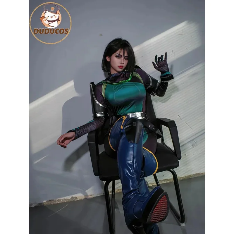 

DUDUR In Stock Viper Cosplay Costume Game Valorant Viper Cosplay Costume Green Women Combat Uniform Halloween Party Outfit