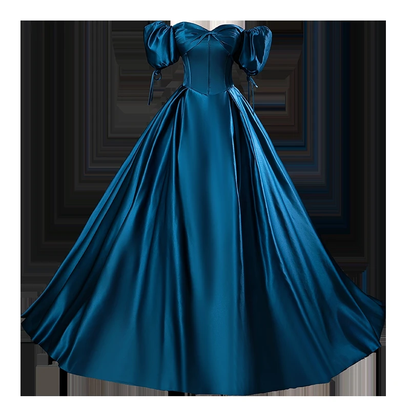 Exquisite Quinceanera Dresses New Ball Gown With Princess Puff Sleeve Satin Elegant Simple Floor-length Robe De Bal Customized