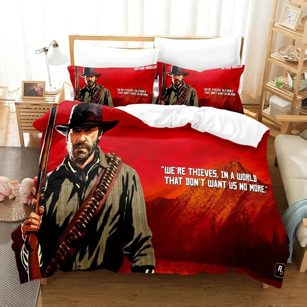 Game Red Dead Redemption Bedding Set Boys Girls Twin Queen Size Duvet Cover Pillowcase Bed Kids Adult Home Textileextile