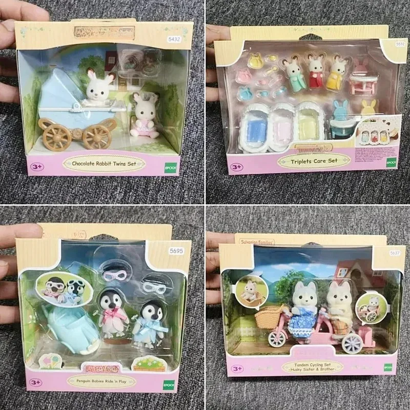 Anime Sylvanian Girl Figures, Cute Plushies Furniture Set, Chocolate Coelho Twins, PVC Room Decoration, Famílias Gift Toys, Hot