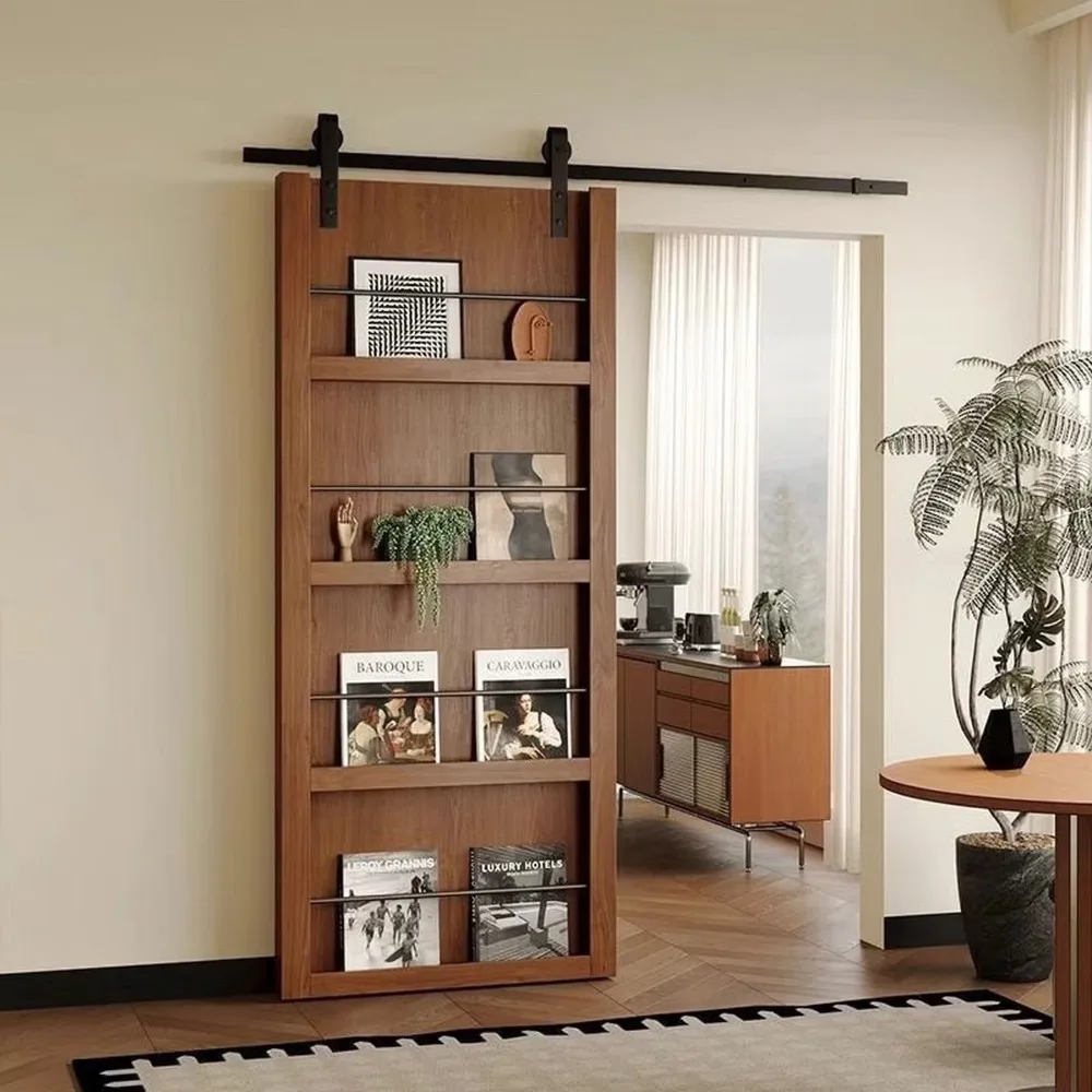 Creative Ghost Bookshelf Nordic Solid Wood Custom Invisible Sliding Door for Bathroom Kitchen Study Bedroom Modern Wall Storage