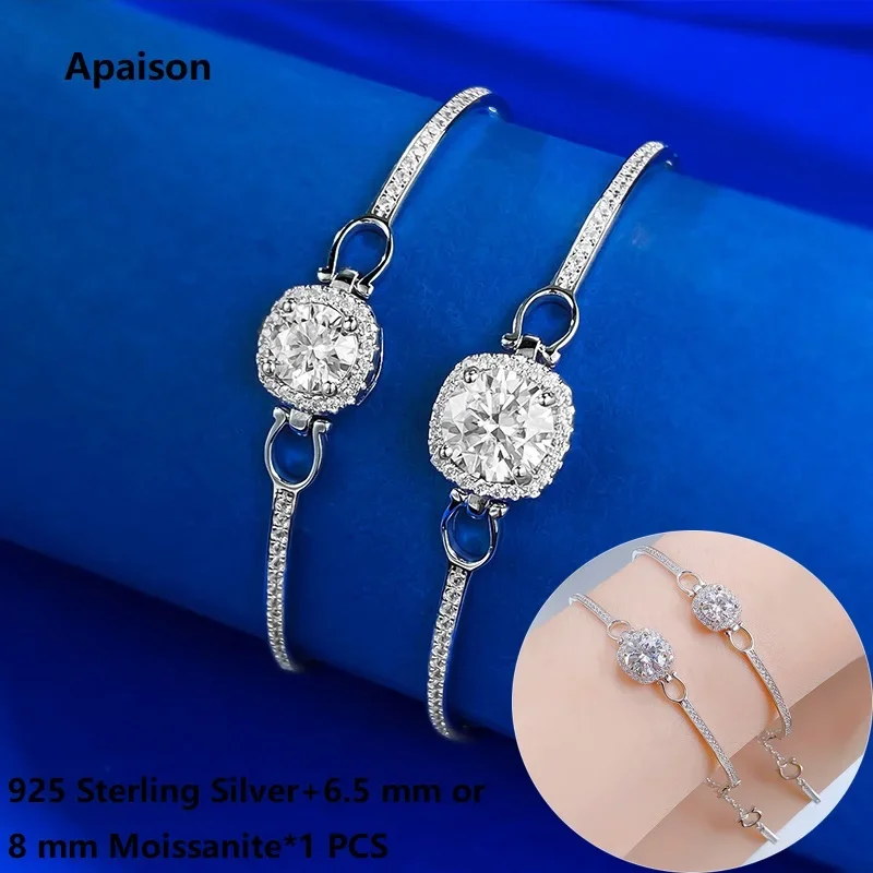 

Apaison 6.5 mm&8 mm Moissanite Bracelets For Women 925 Sterling Silver Wedding Prom Party Tennis Bracelet Ladies Jewelry Gift
