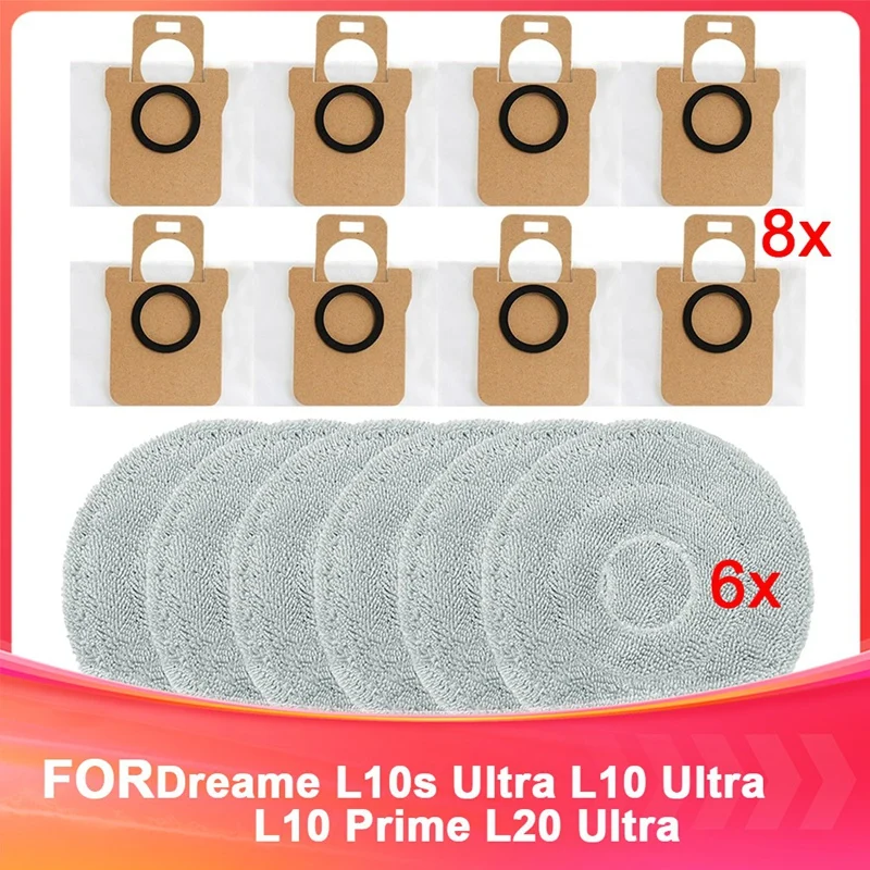 Dust Bag Mop Cloths For Dreame L10S Ultra L10 Ultra L10 Prime L20 Ultra, Vacuum Cleaner Bags Wet Mop Pads