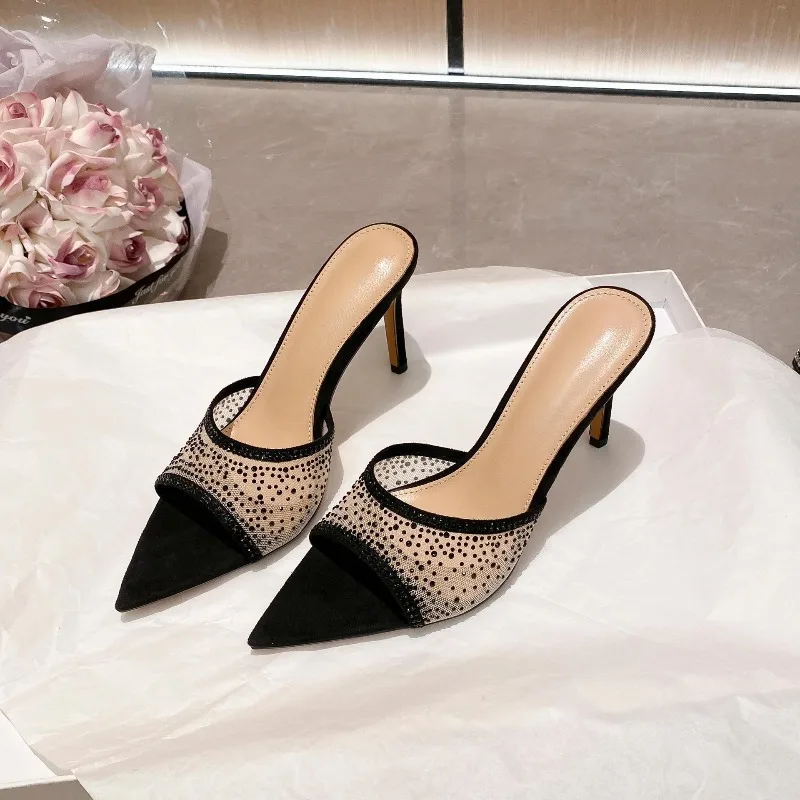 New Women's Shoes Exquisite Rhinestone High Heeled Sandals for Woman Sexy Model Performance Shoes Designer Shoes Sandalias Mujer