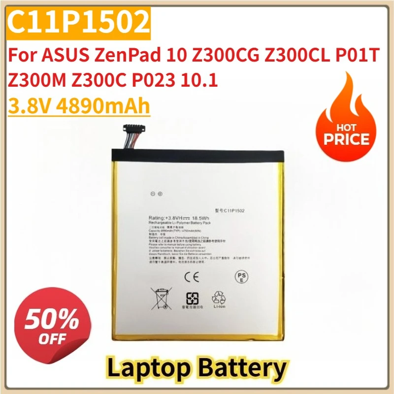 

New C11P1502 3.8V 4890mAh Replacement Laptop Battery For ASUS ZenPad 10 Z300CG Z300CL P01T Z300M Z300C P023 10.1