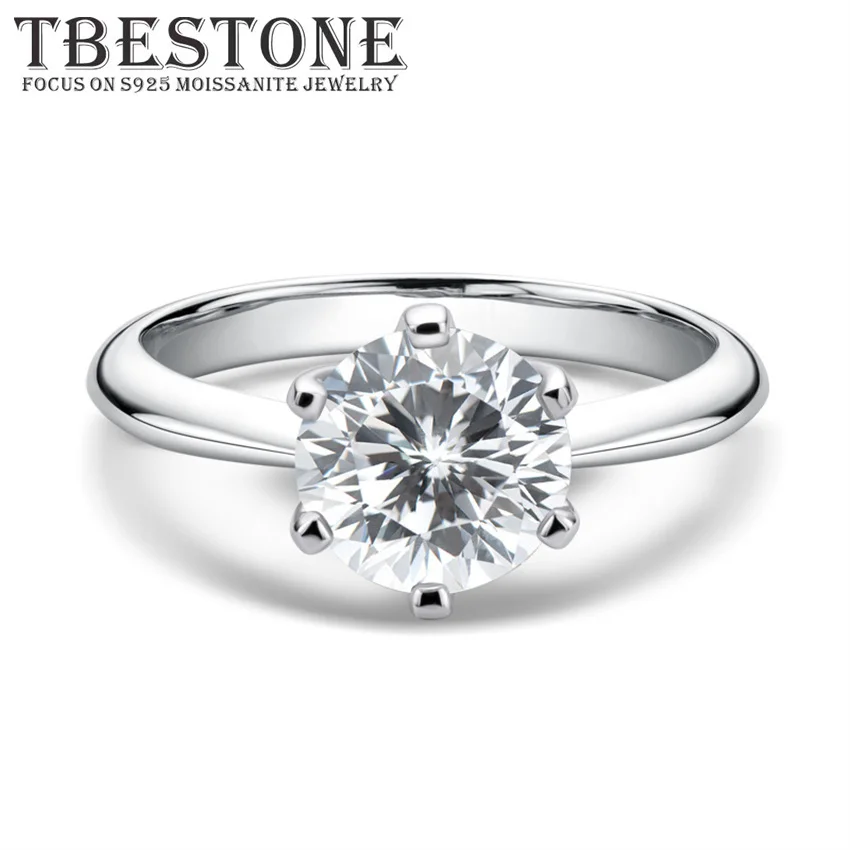 

Tbestone 0.3ct-5ct Moissanite Classic Brand Six Claw Ring For Women D Color VVS1 Certificated Engagement Wedding Band Jewelry