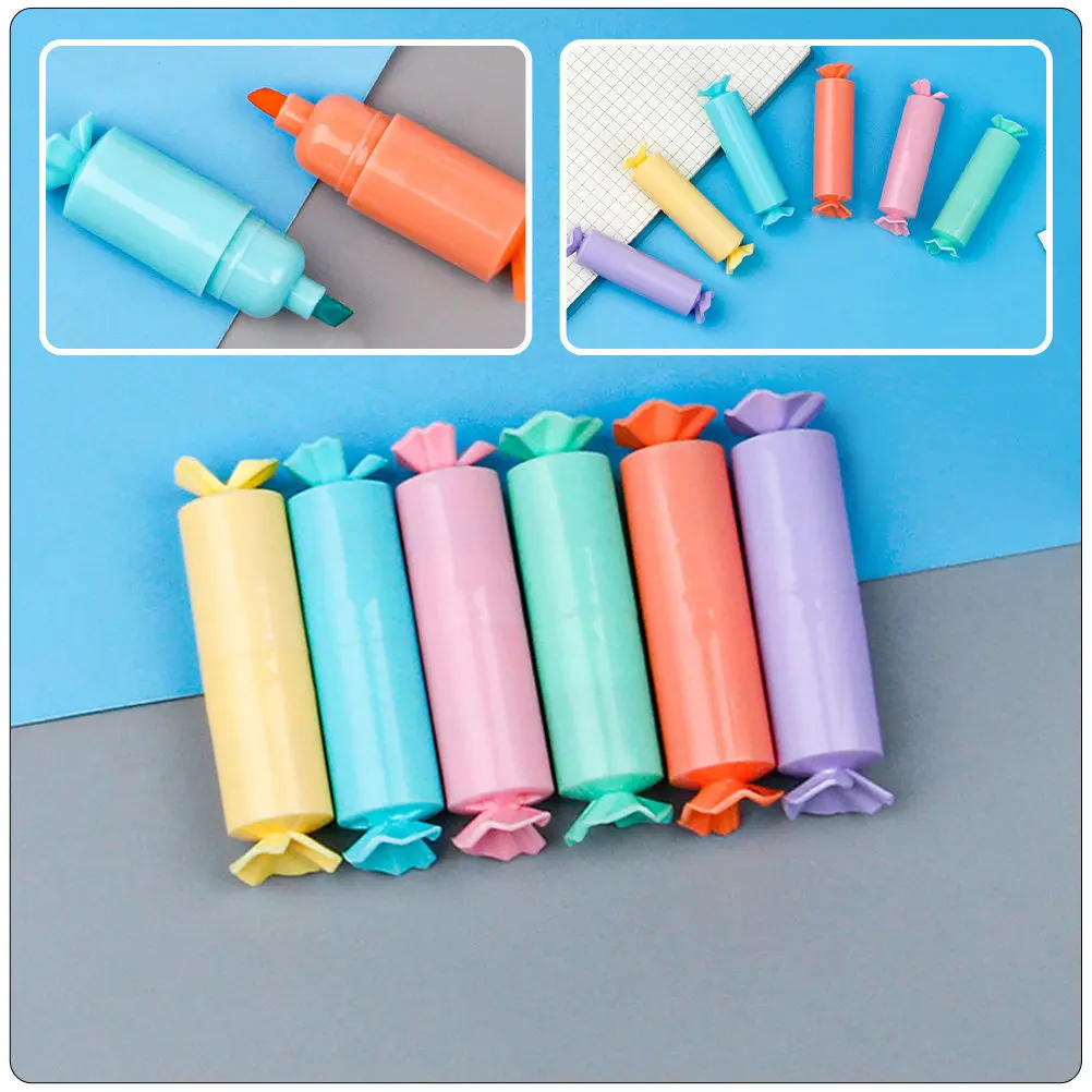 12Pcs Decorative Candy Form Highlighters Vibrant Fluorescent Colors Easy Grip Pocket Friendly Mini Markers for Learning Note