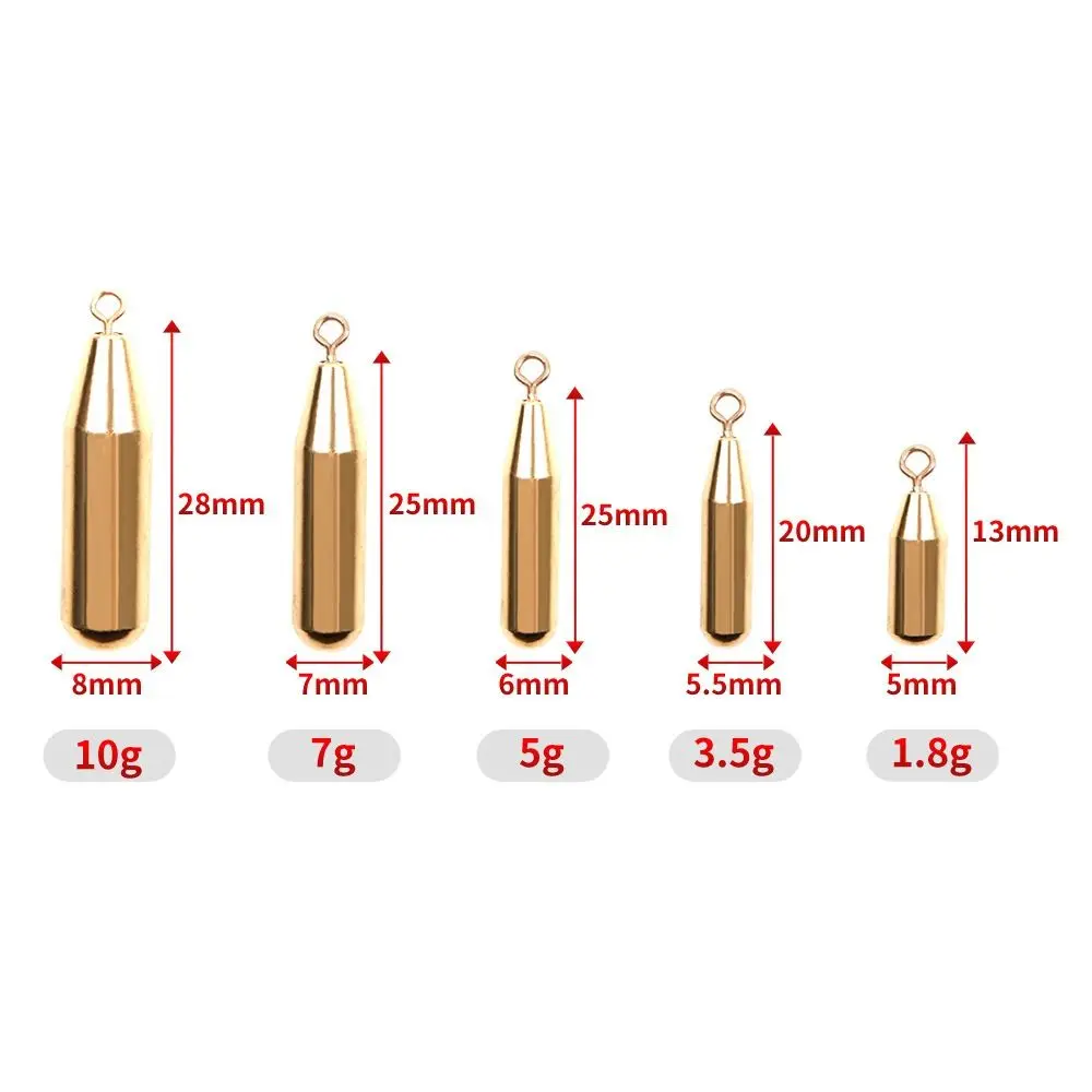 Sports Copper Alloy Copper Fishing Lead fall 1.8g 3.5g 5g 7g 10g 12g Gold Brass Sinker Additional Weight Fishing