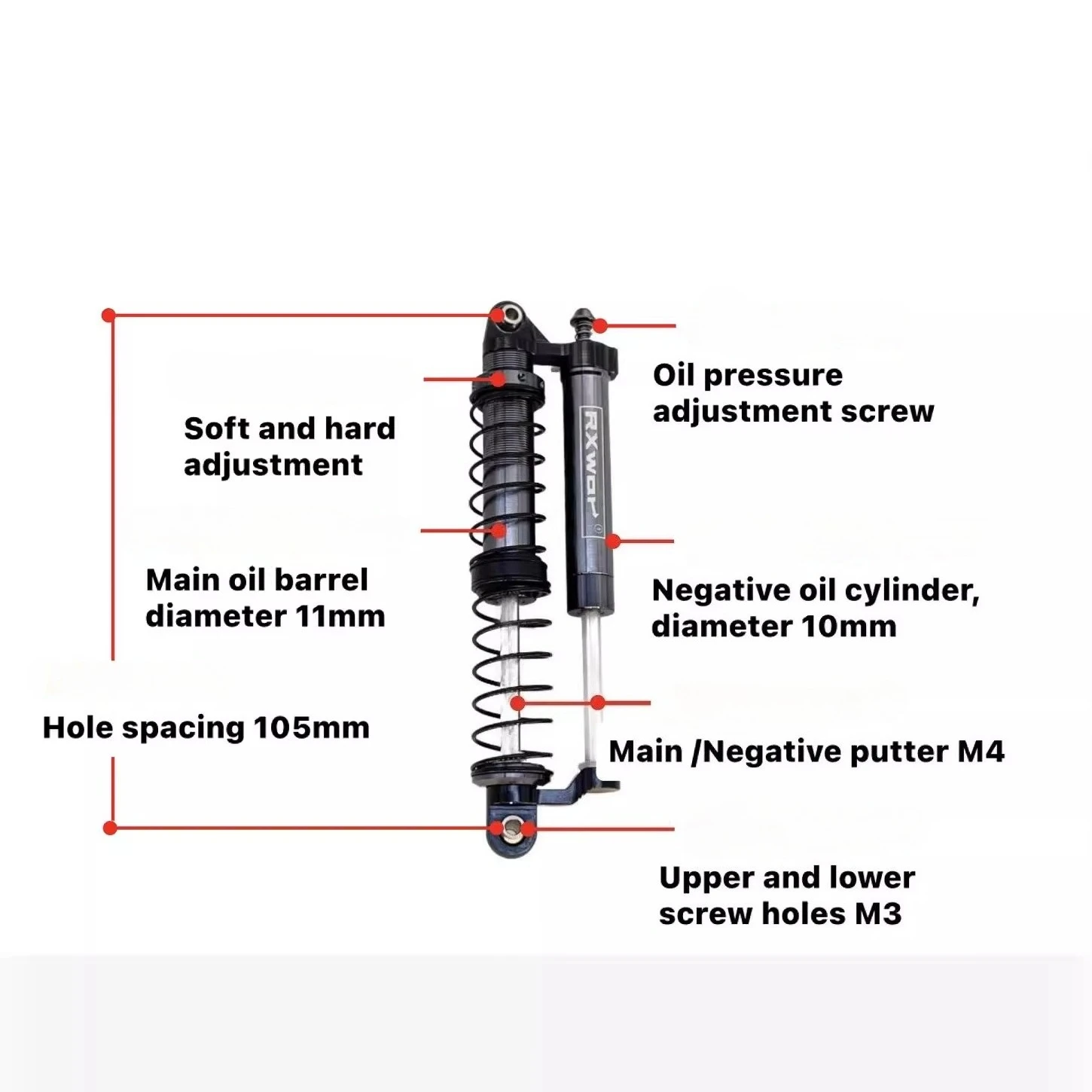 RC Car 1/8 Gemini Shock Absorber Universal Upgrade Accessories for 1/8 MJX YK CROSSRC KM RC Car Modified Parts