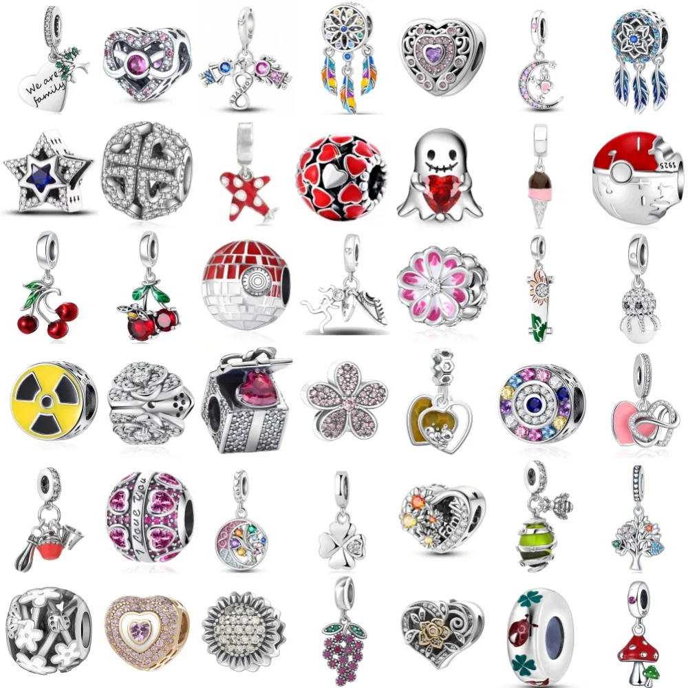 

Новые модные бусины в форме сердца из серебра 925 пробы, красной вишни, самолета, подходят для оригинальных браслетов, аксессуары для самостоятельного изготовления, очаровательные ювелирные изделия