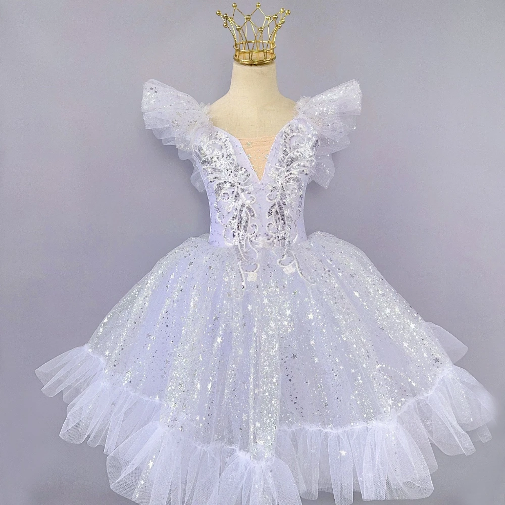 الفتيات الباليه توتو فستان الترتر الأميرة ماكسي فستان الرقص الحديث مرحلة الأداء Dancewear الاطفال راقصة الباليه بحيرة البجع زي