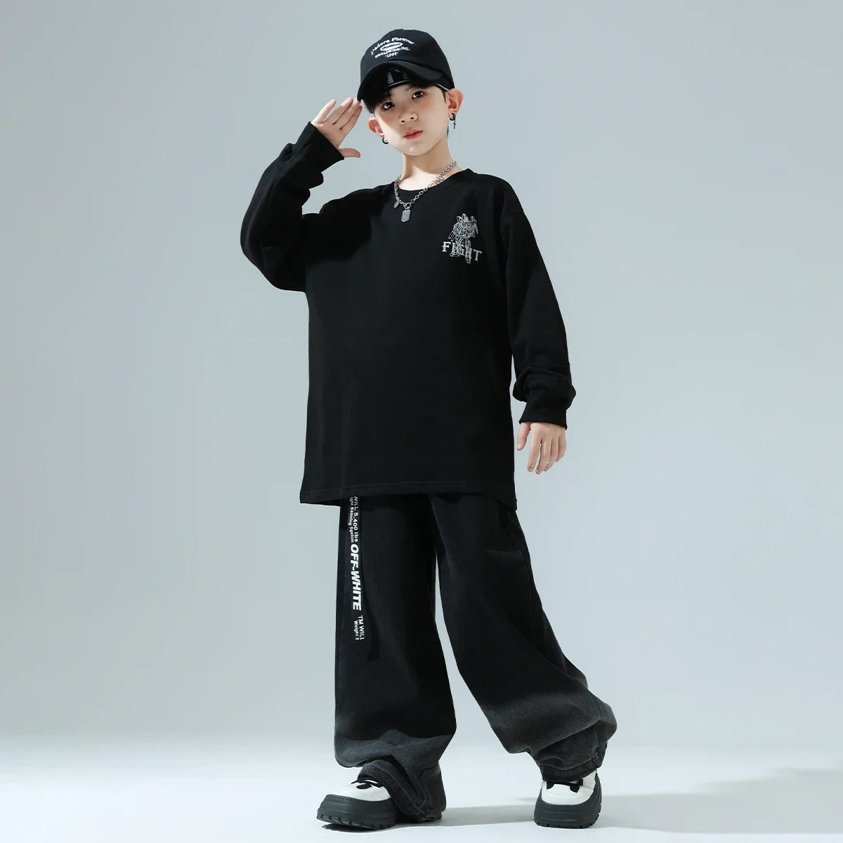 Chłopcy Hip Hop zielona bluza spodnie joggery dziewczęce fajne Streetwear zestawy ubrań dla dzieci dzieci Jazz taniec uliczny K-pop kostiumy