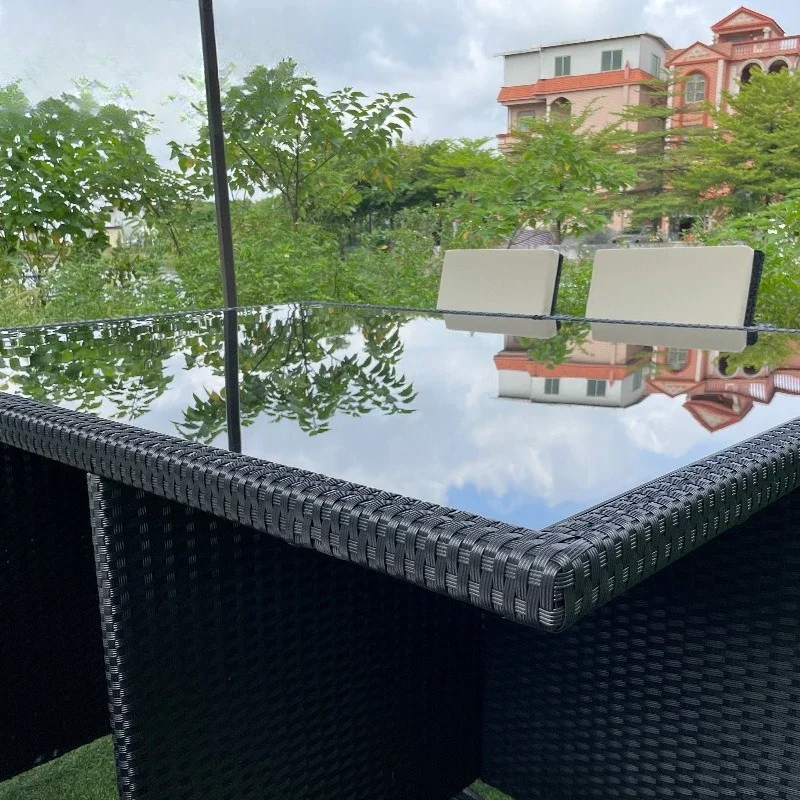 Outdoor rattan sofa combination furniture courtyard homestay rattan chair can be stored dining table dining table and pedal