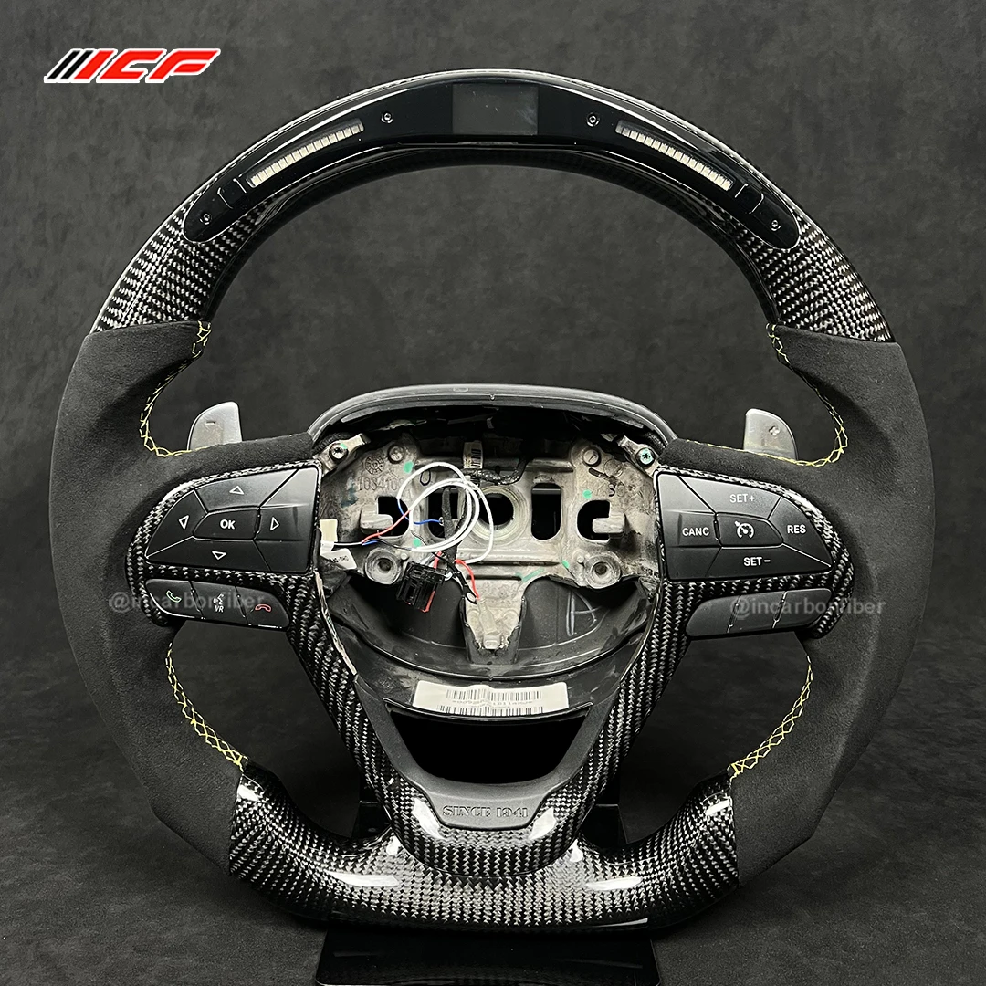 ICF Real Carbon Fiber Steering Wheel with Leather for Jeep Compass Renegade 2017-2022