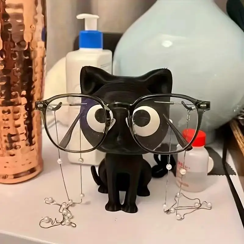 3D Printed Cat Glasses Holder Fashion Eyeglass Stand With Sitting Kitten Pose Adorable Desk Organizer For Home Office Room Decor