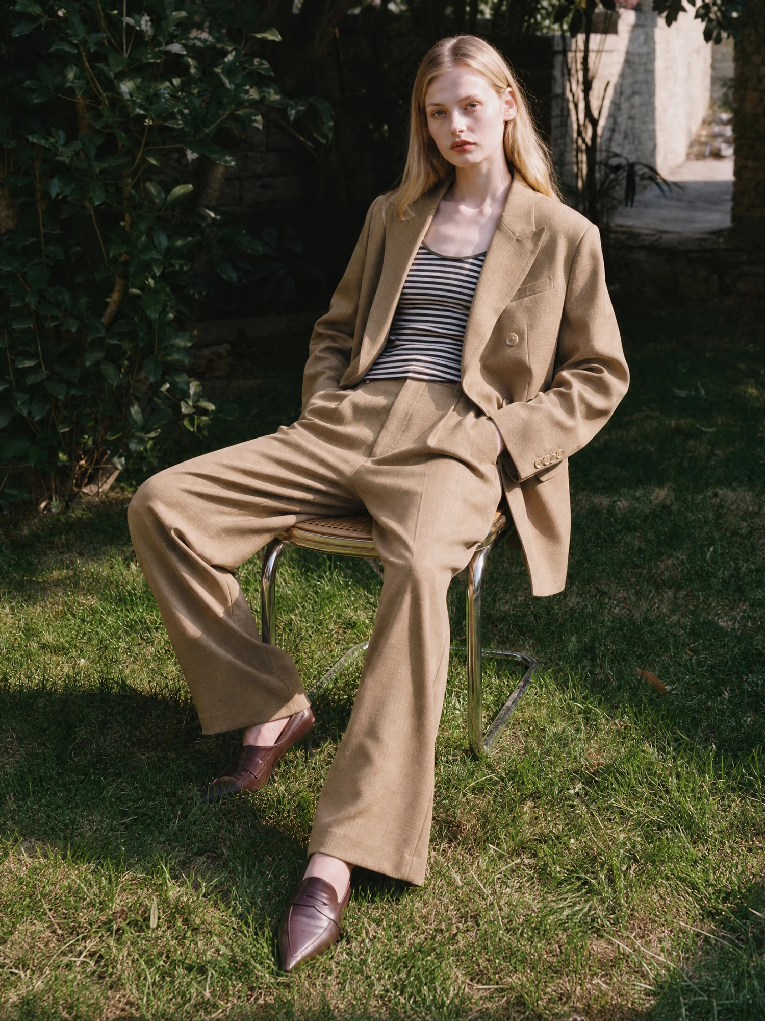 High Waist Wide Leg Suit Pants Anti-Wrinkle Acetate Fabric Classic Versatile Long Trousers Textured Linen-Like Women's Fashion