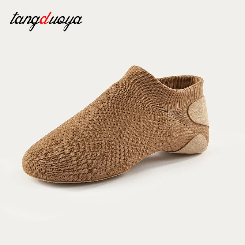 Jazz Latin Dance Shoes For Women Ballroom Yoga Ballet Shoes Breathable Flying Mesh Flat Practice Modern Girls Dance Sneakers