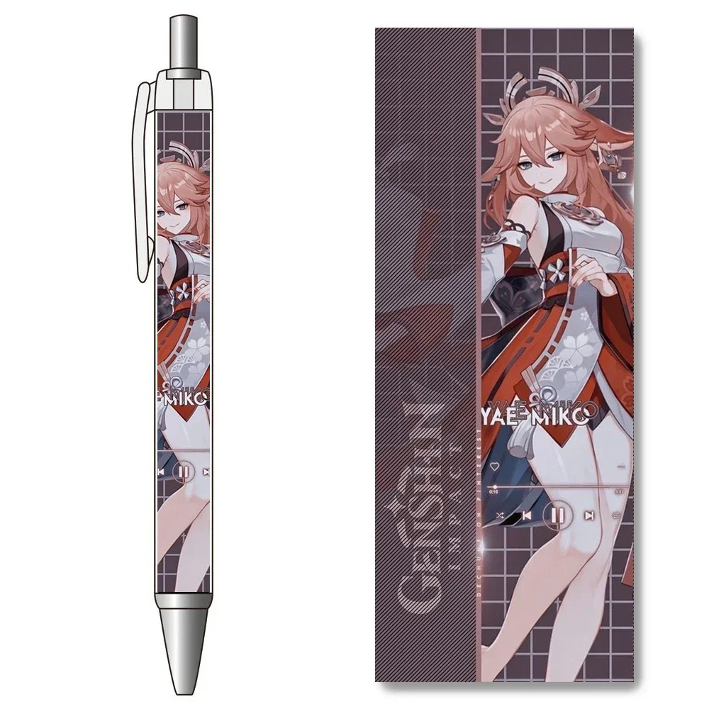 1PCS Genshin Impact Gel Pens Kaeya Tartaglia Nilou Yae Miko Diona Sucrose Cyno HD Pattern Writing Black Caneta School Supplies