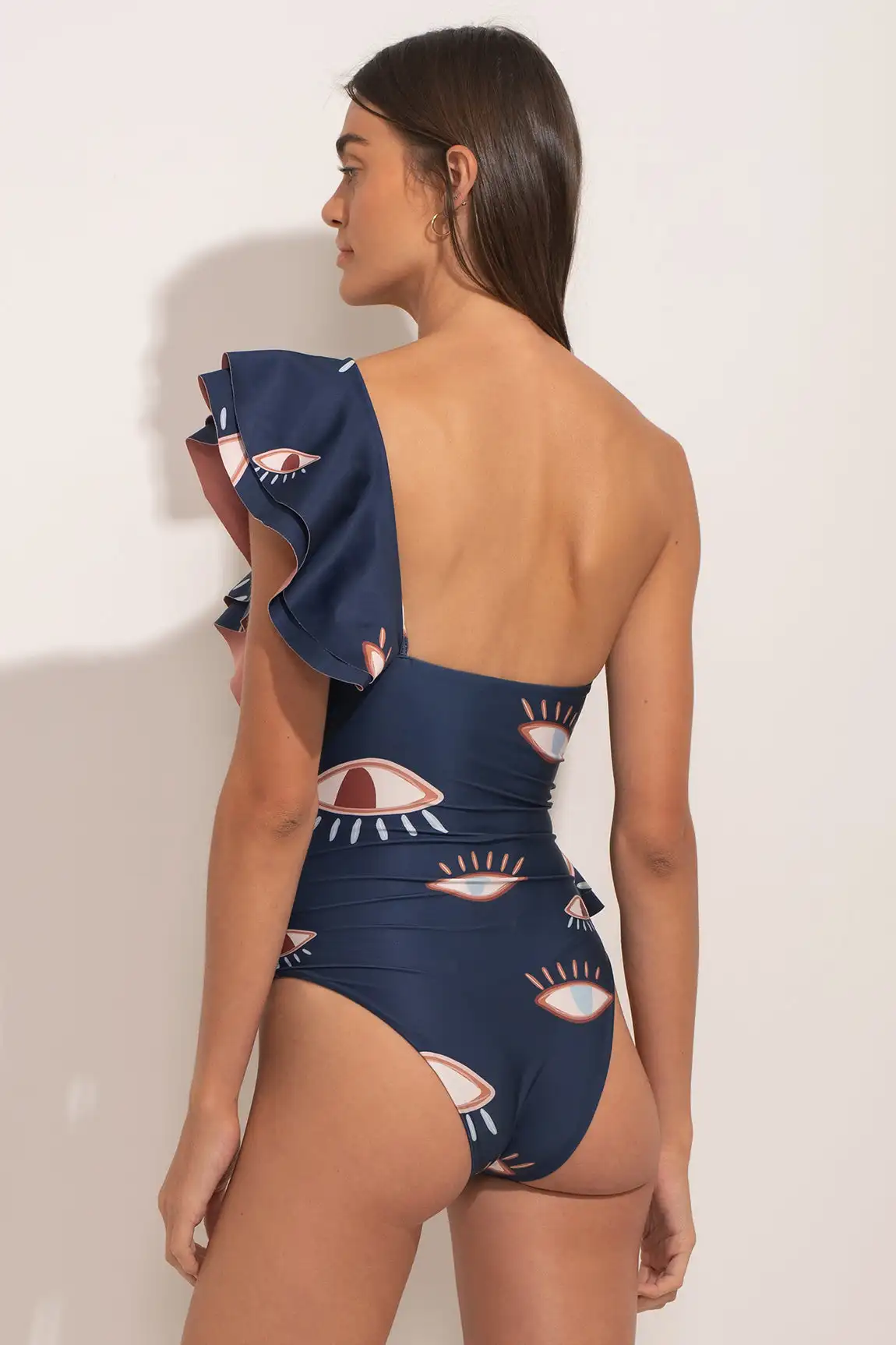 Bañador con volantes de un hombro para mujer, traje de baño con estampado Floral, estilo playero, para vacaciones y sexo, 2023