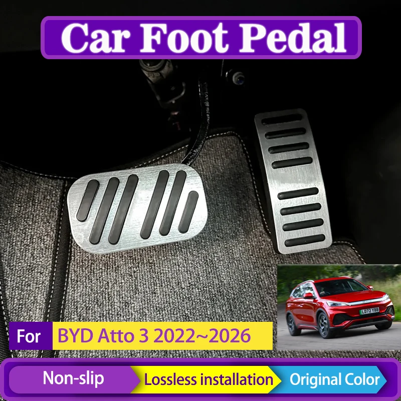 

Car Foot Pedal For BYD Atto 3 Yuan Plus 2022 2023 2024 2025 2026 Aluminum Alloy Rest Pedal Brake Accelerator Pad Auto Acessories