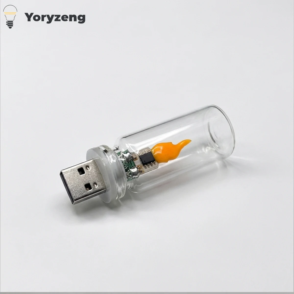 USB LED Flame Light Car Ambient Lamp Mini Night Light Simulation Fire Interior Decoration Plug And Play Energy Saving Glass Bulb