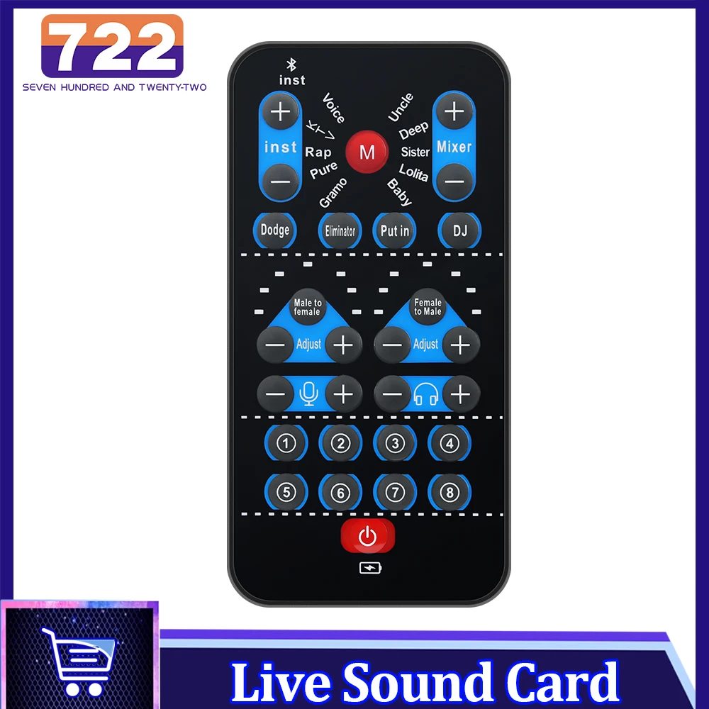 

Voice Changer Multi Language Karaoke Live Sound Card Universal Portable Sound Changer Card Mixer for Live Streaming Record Music
