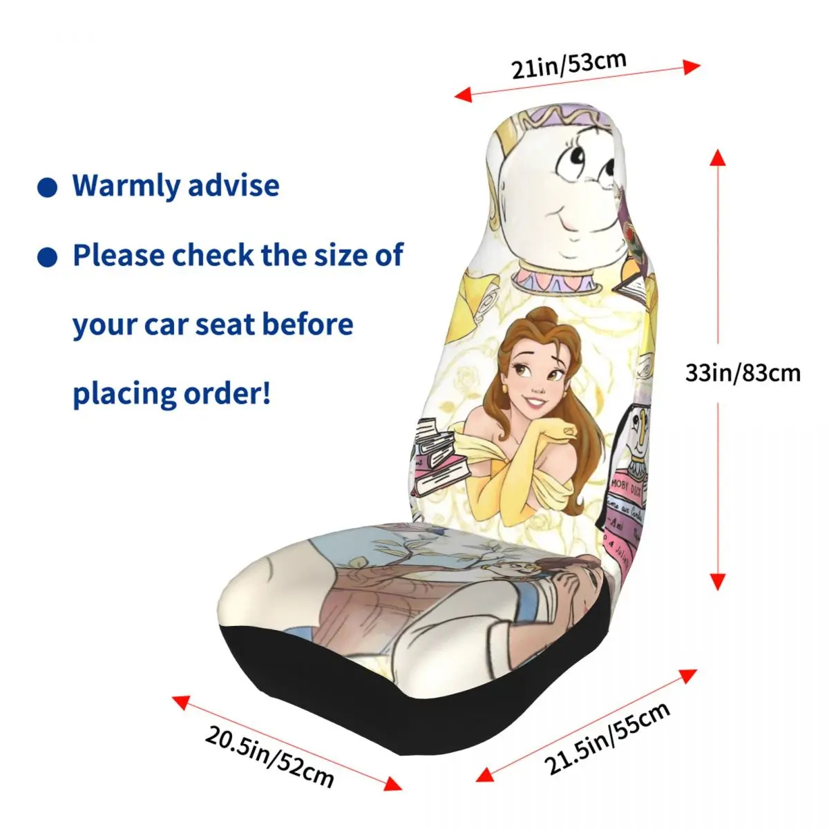 أغطية مقاعد السيارة من بيل بيوتي آند ذا بيست، أغطية مقاعد السيارات الواقية من البوليستر، قطعتان من غطاء الشتاء كاواي