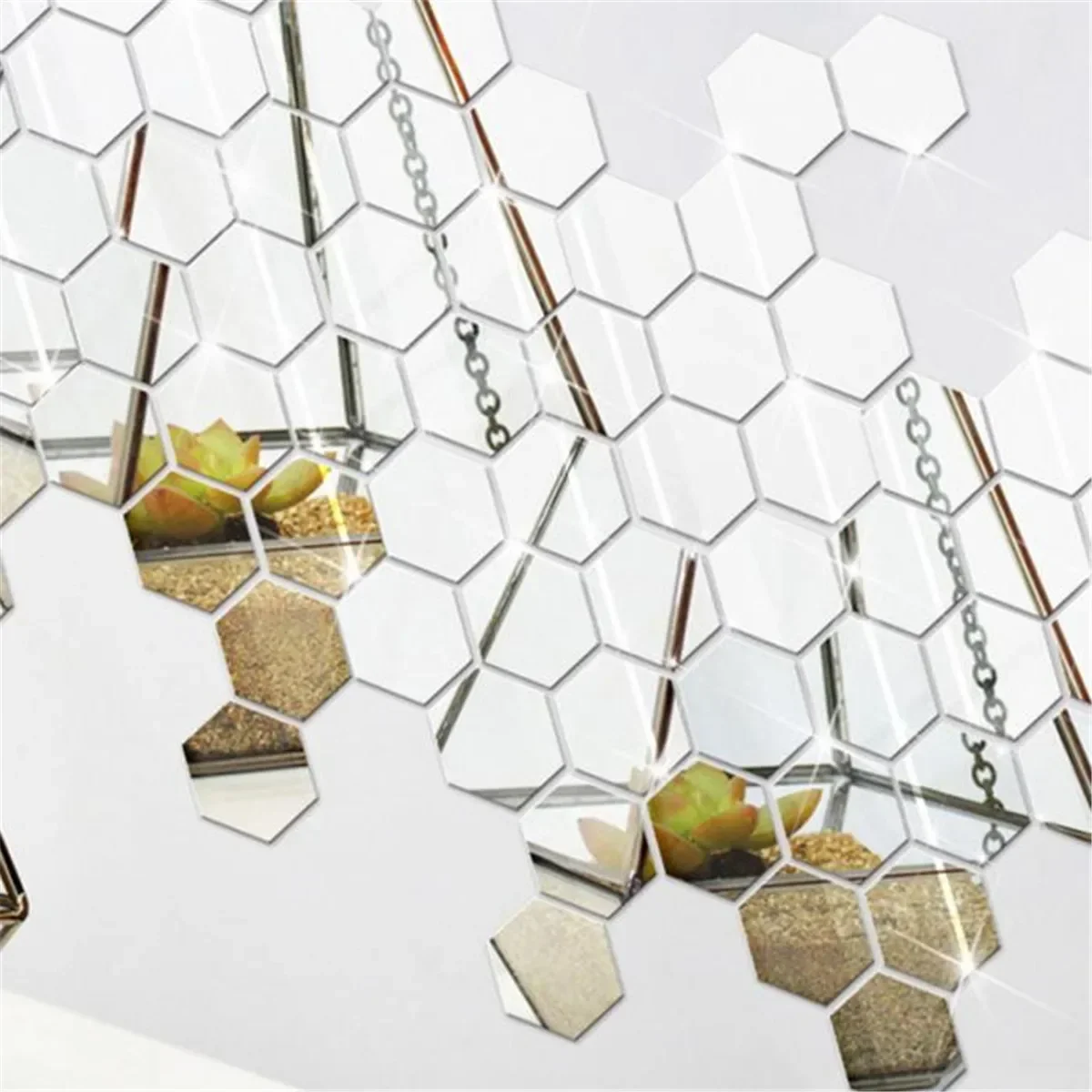 12Pcs 3D Acrylic Mirror Wall Sticker Home Decor Hexagon Decorations DIY Removable Living-Room Decal Art Ornaments For Home