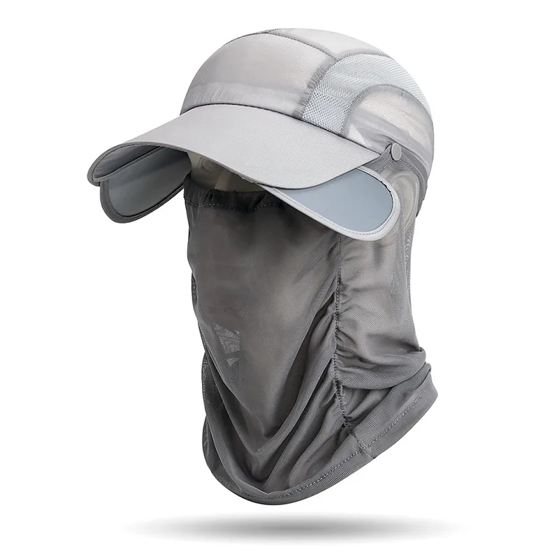 New Summer brim Scalable Removable veil sunscreen baseball caps for men mesh breathable Mosquito proof fishing hats women's hat
