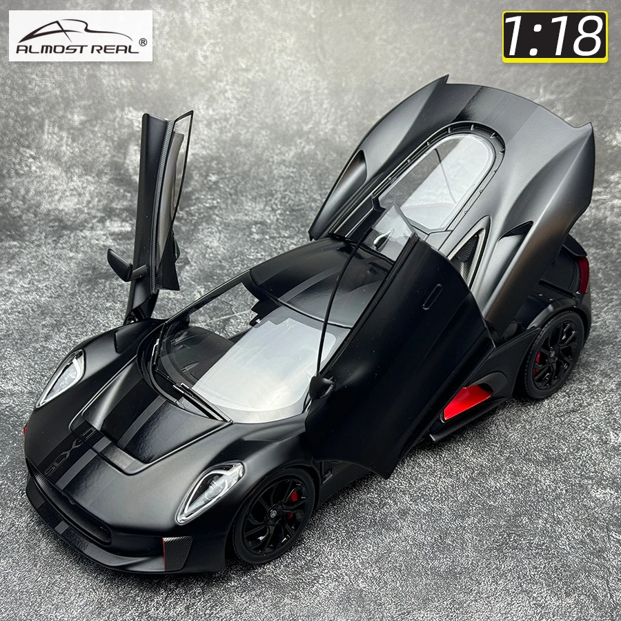 Jaguar C-X75 2015 CX75 Matowy czarny Prawie prawdziwy 1/18 Model samochodu sportowego Metalowe prezenty urodzinowe Kolekcja odlewanych modeli