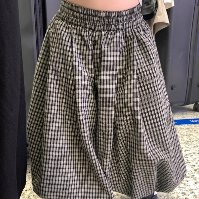 Korean Style Boys Girls 2026 Autumn Loose Casual Pants Children'S Stylish Checkered Lantern Trousers Toddler Harem Daily Wear