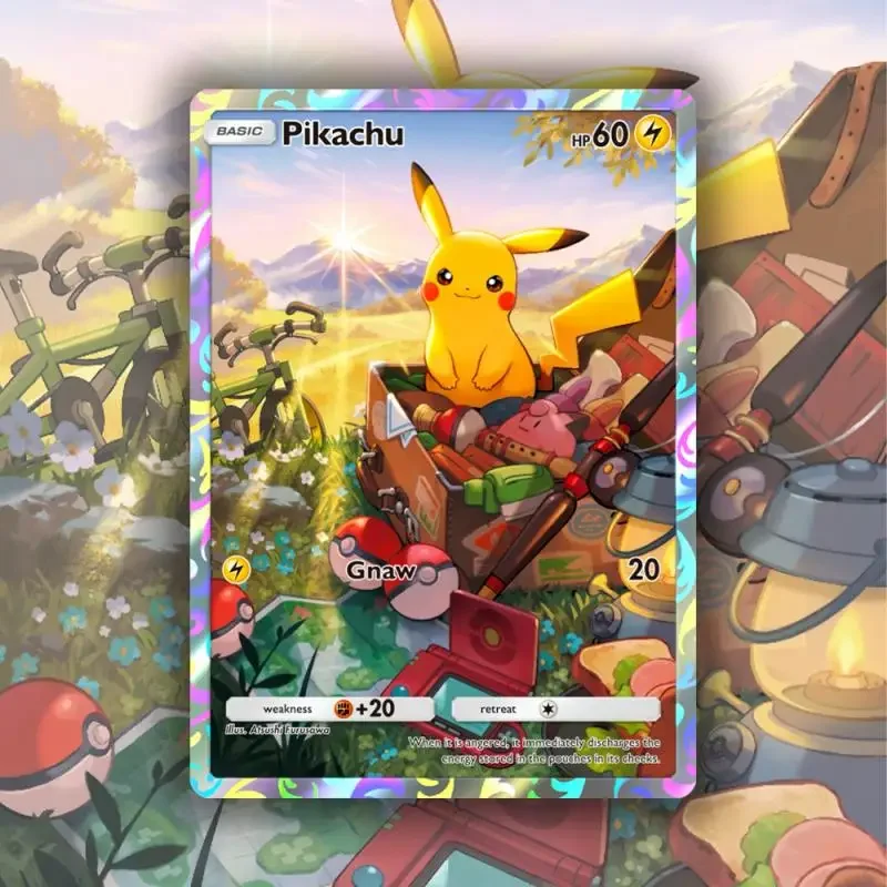 

PKM Custom TCG pocket Pikac Series Singles Top Quality Holographic Anime Collection Game Cards with Foil Texture Card