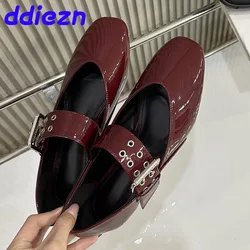 Designer Fashion Buckle Strap Mary Janes Women Flats Shoes Dress Footwear Leopard Print Female Soft Round Toe Ladies Flats Shoes