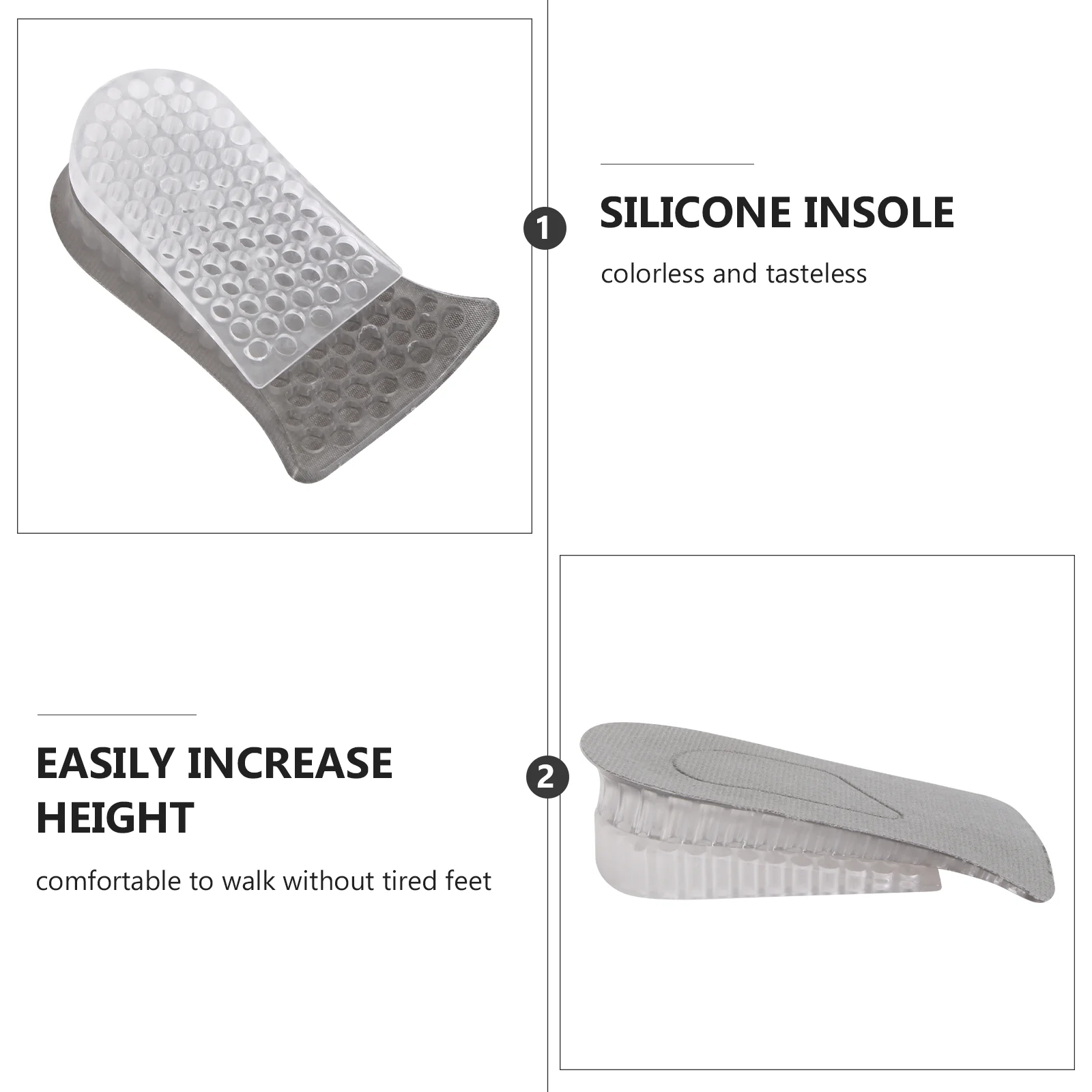 

4pcs Invisible Heightening Insoles Absorption Shoe Pads Sports Cushion Comfortable Durable All Shoes