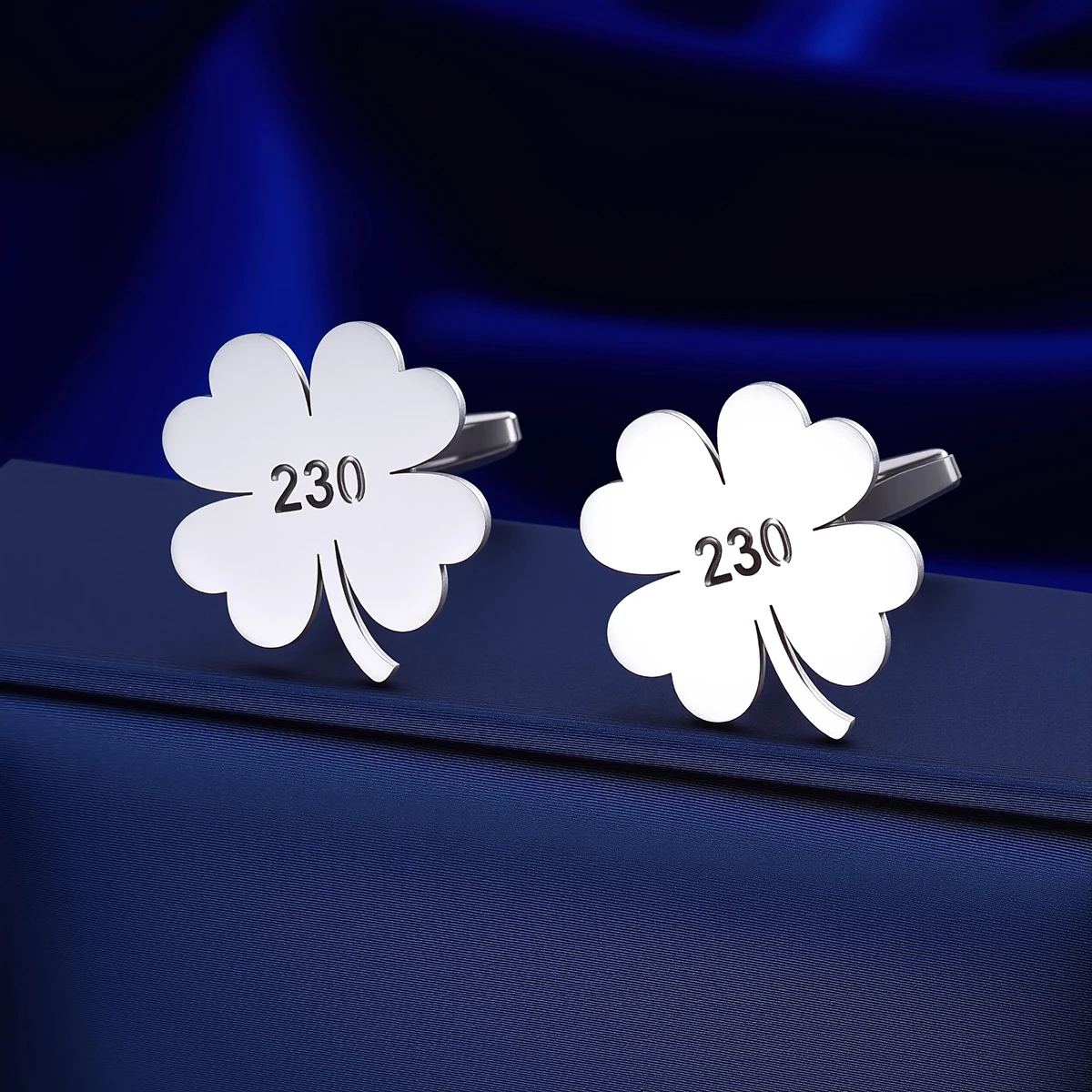 

Customized Numbers Men's Lucky Clover Cufflinks Custom Suit Shirt Stainless Steel Buttons Sports Jewelry Gifts