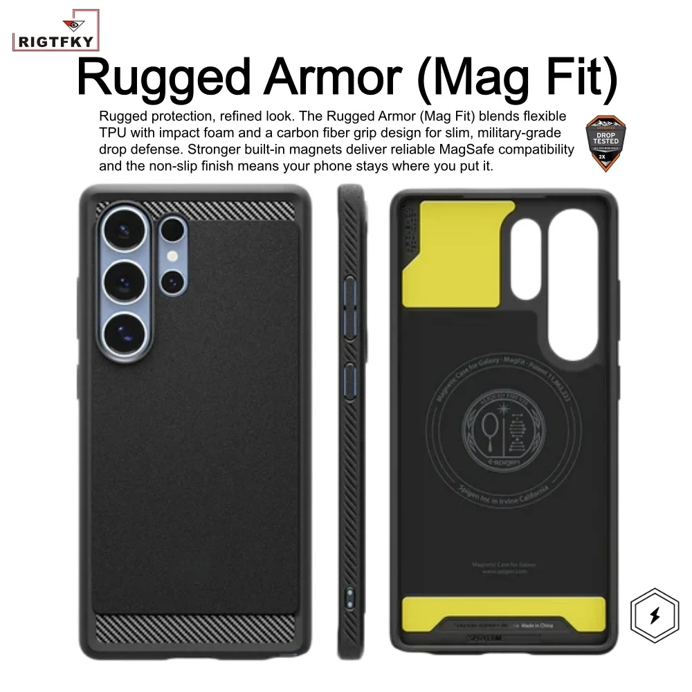 NEW Luxury Business Phone Case For Samsung Galaxy S26 Ultra,Magnetic military-grade Shockproof Armor Rugged Soft Protector Cover