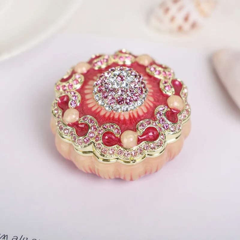 Luxury Rhinestone Treasure Box Enamel Jewelry Box Creative Souvenir Wedding Home Decoration