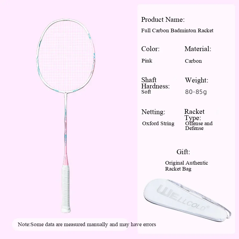 مضرب كرة الريشة من ألياف الكربون الوردي للنساء، مضرب كرة الريشة الاحترافي خفيف الوزن، مضرب كرة الريشة الهجومي والدفاع