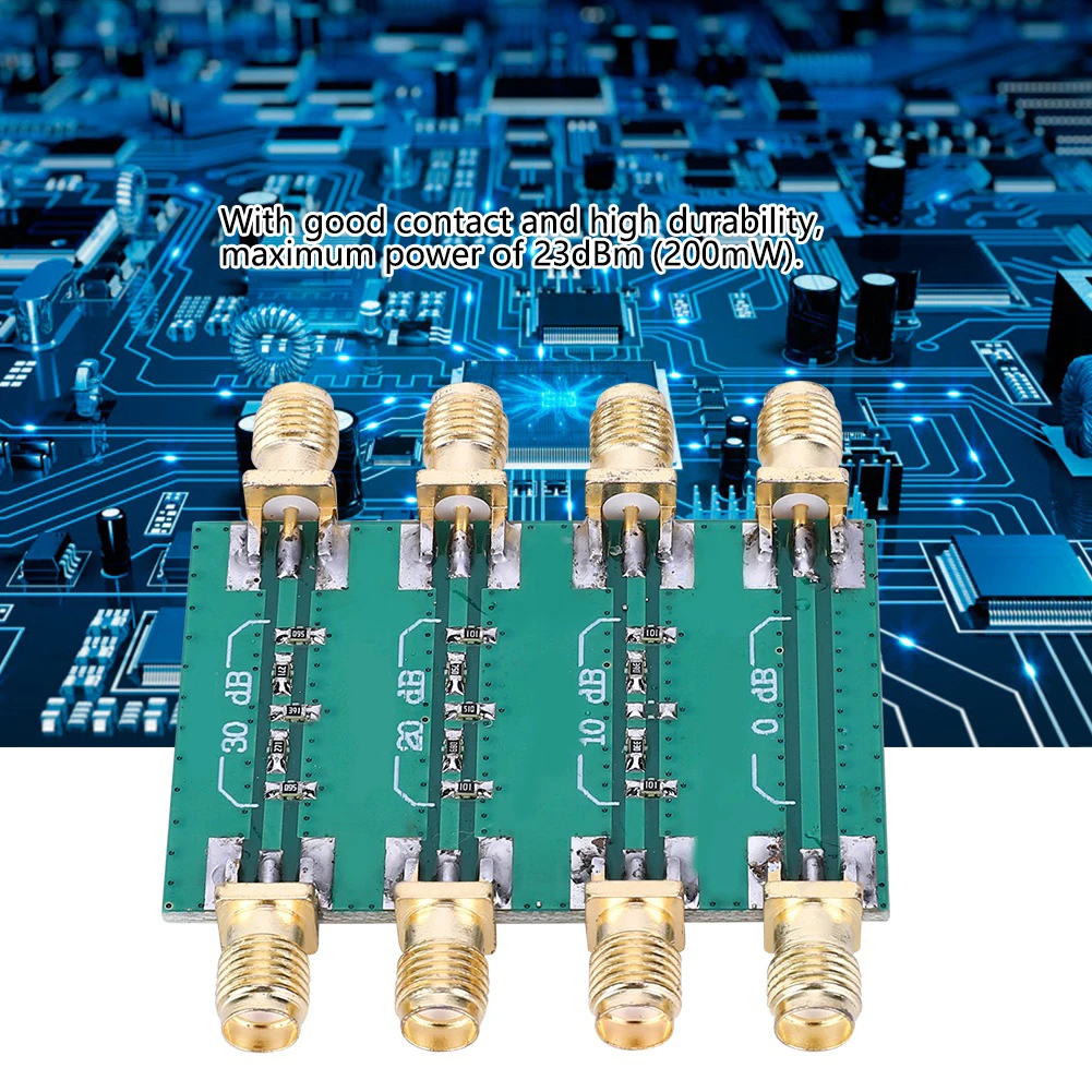 RF Fixed Attenuator Module Board DC 4.0GHz 50Ω System Impedance 23dBm SMA Double Female Head Radio Frequency Fixed Attenuator