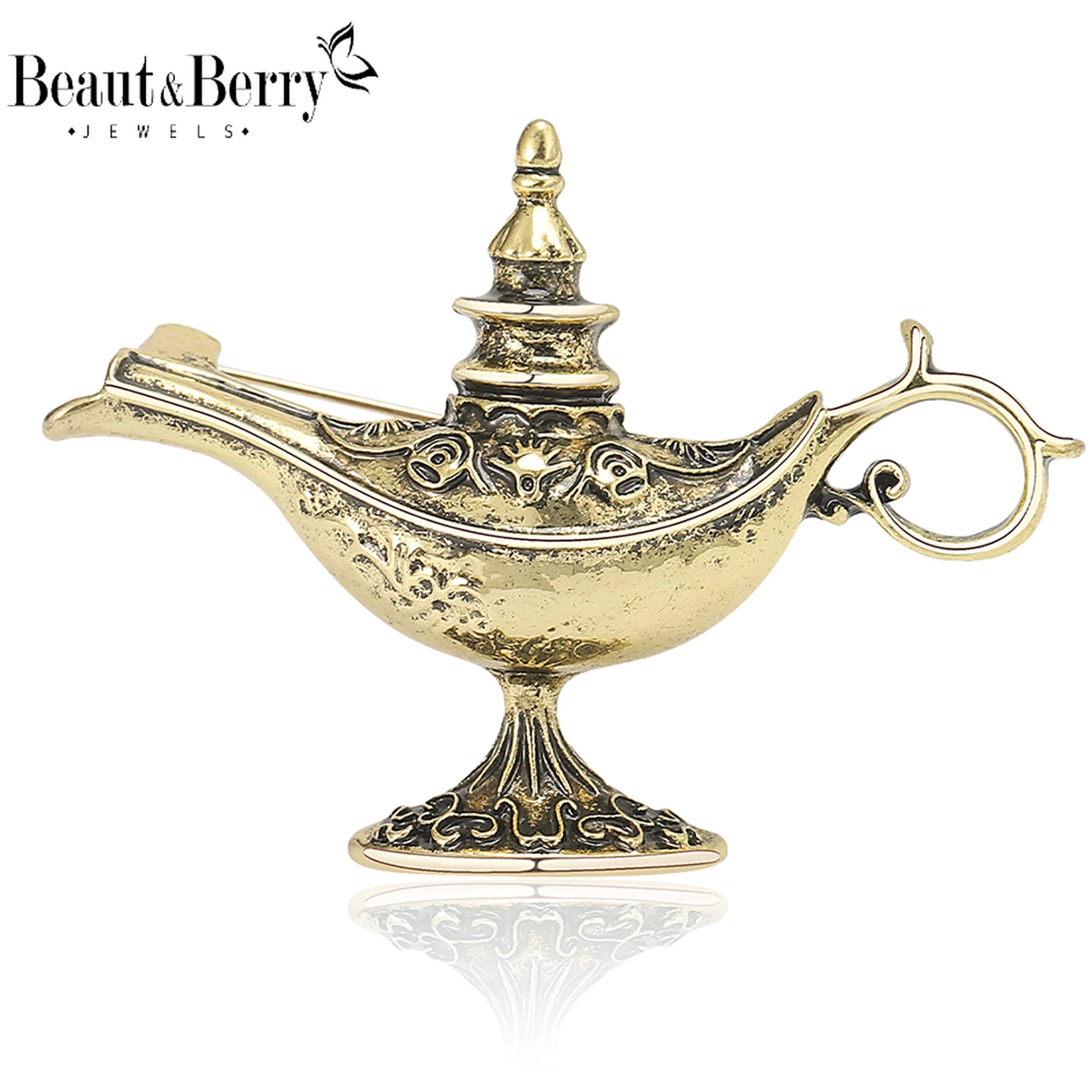 Beaut&Berry Enamel Aladdin Lamp Brooches for Women Unisex Creative Pins 4-colours Available Casual Party Accessories Gifts