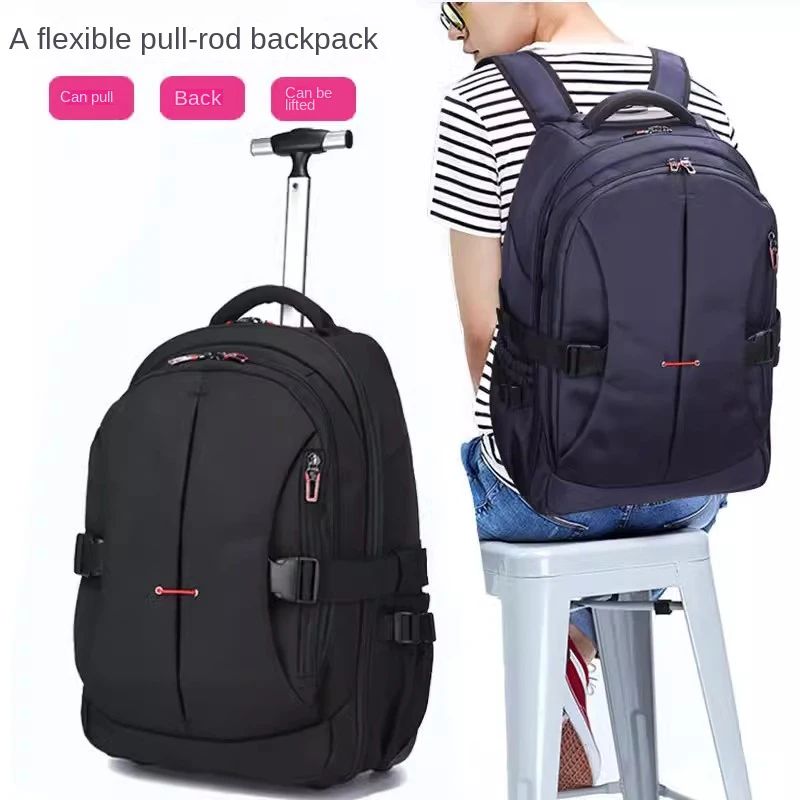 Trolley Luggage Backpack Travel Bags Women Cabin Carry on Backpack with Wheels Large Capacity Duffel Bag Computer Backpacks Men