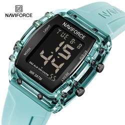 Naviforce-ユニセックススポーツ電子腕時計,液晶デジタル時計,5気圧防水時計,ファッショナブル,シリコンストラップ,新品