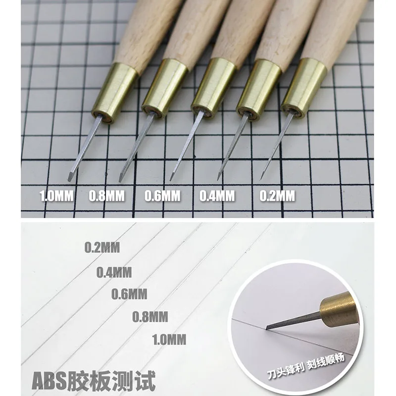 MOSHI Model Entry Level Engraving and scribing knife Wooden Handle Chisel GK Line Cutter For Assembly Model Building Tools