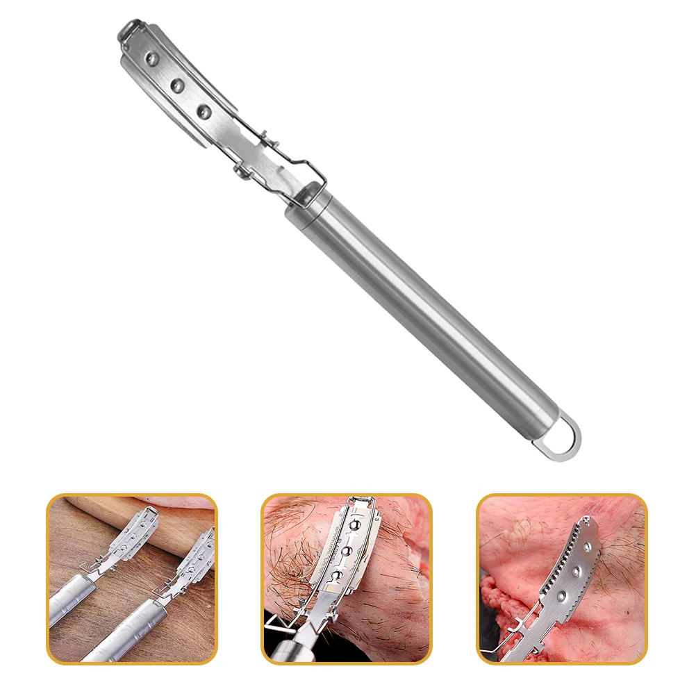 2 Pcs Stainless Steel Pig Scraper Blade Holder Manual Sheep Hair Remover Tool Easy Use Supply Processing