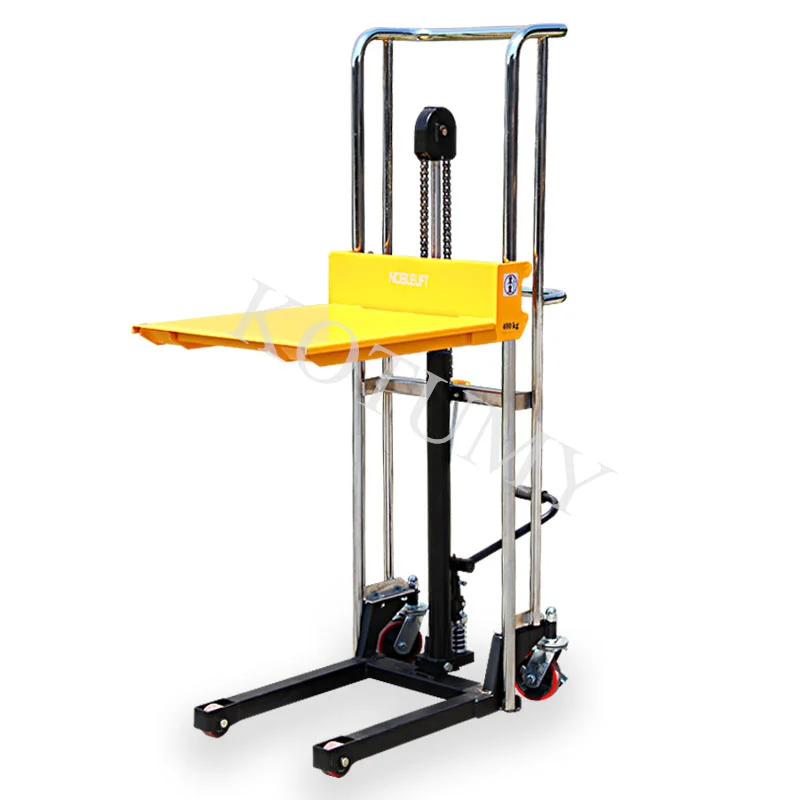 PS0415 Forklift Manual Hydraulic Stacker Platform Lift Luggage Cart Hydraulic Lift 400kg Platform Load-Bearing Forklift