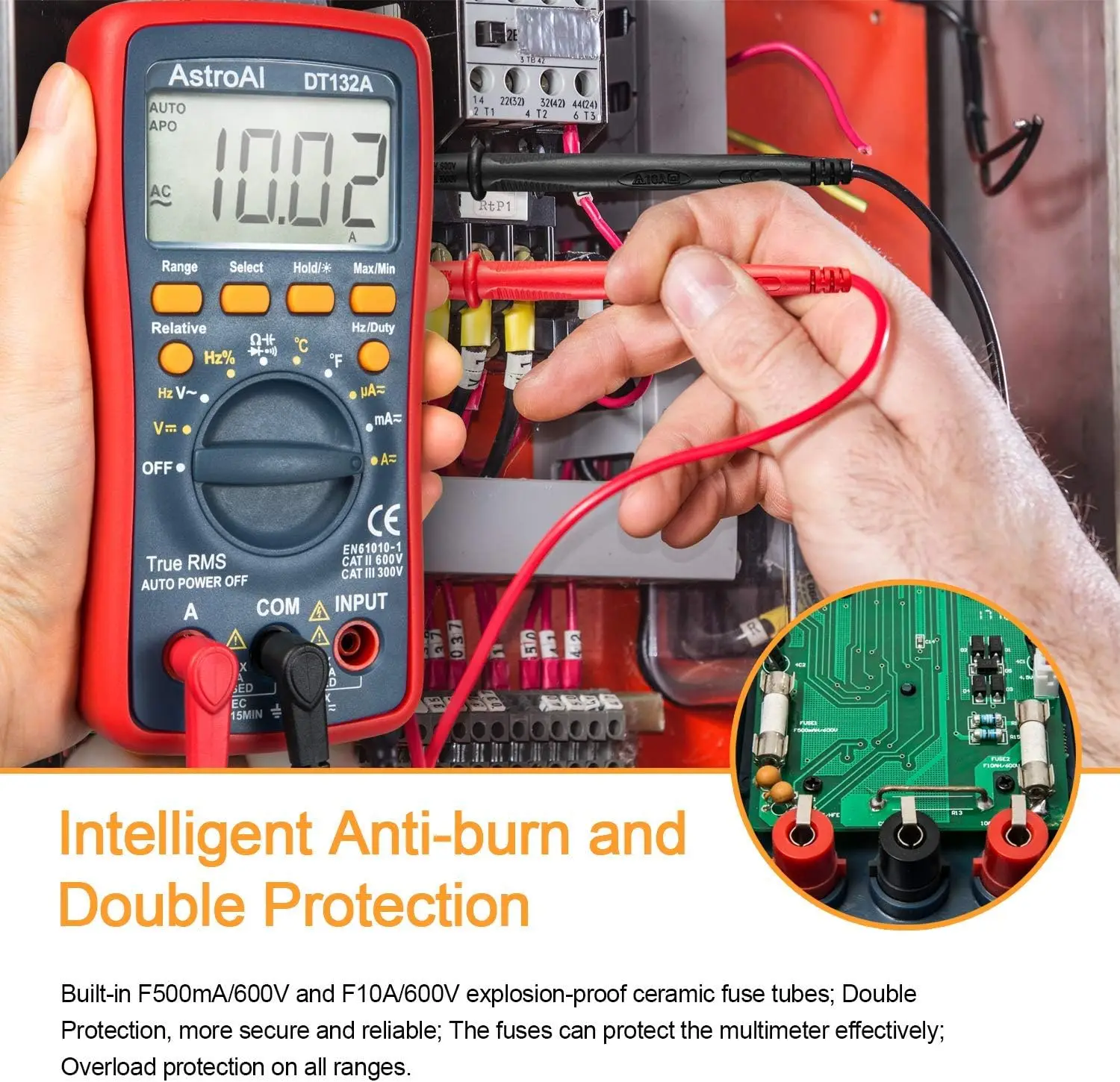 Multimetro digitale CA CC TRMS 4000 conteggi + multimetro digitale tester batteria 1,5 V/9 V/12 V