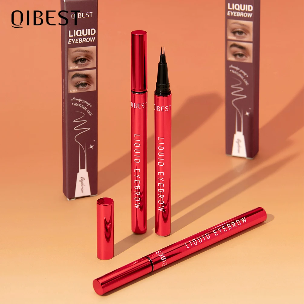 QIBEST 2 Points Tip Liquid Eyebrow Pencil Eyeliner Lower Eyelash Pen Makeup Waterproof Lasting Quick Drying Ultra-fine Brows Pen